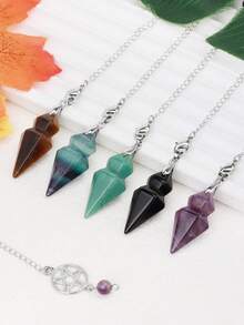1pc Spiritual Cone Crystal Pendulos For Dowsing Divination Witchcraft Natural Stone Amethysts Rose Quartz Black Obsidian Pendant Pendulos H496 - Pendulum - View 2