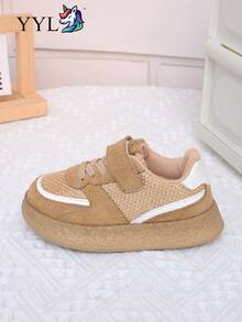 Vintage Khaki Kids' Sports Shoes, Soft Sole, Anti-Slip, Wear-Resistant, Hook And Loop Closure, Easy To Put On And Take Off - Khaki - View 3