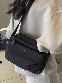 多层小布袋，女士斜挎包，时尚休闲尼龙轻便大容量女士单肩包，适合工作、通勤、日常出行、购物和约会 - 黑色 - 查看 5