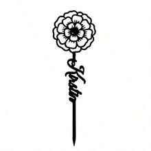 1pc Customized Floral Memorial Stake, Metal Tombstone, Rose Cemetery Plaque, Birth Flower, Memorial Garden Stake - Black - View 36