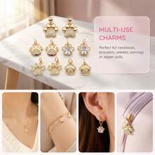 1 buah Liontin Jejak Kaki Hewan Berlapis Emas 18K dengan Hiasan Berlian Imitasi untuk Pembuatan Perhiasan Gelang, Kalung, dan Anting-anting DIY - Emas - View 7