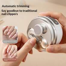 2-In-1 Electric Nail Clipper And Polisher, With LED Light, Anti-Pinch, Polishing And Buffing Functions, USB Rechargeable, Multi-Function Nail Care Tool, Suitable For Home And Salon Use, Suitable For All Ages, Ideal Valentine's Day Gift, Salon Tool, Fashion Nail Equipment, Durable Plastic, Multi-Function Trimmer, Self-Care Essential, Beauty Professional - Multicolor - View 2