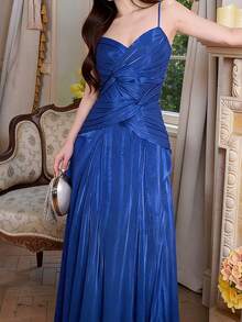 Women A-Line Blue Cami Elegant Chic Birthday Prom Dress Formal Party Evening Wedding Guest - Royal Blue - View 5