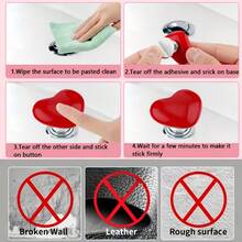 4pcs Heart-Shaped Toilet Flush Buttons, Plastic Painted Finish, Zinc Alloy Metal Material, Easy-Press Water Tank Lever, Includes Multiple Components, Bathroom Accessory Suitable For Long Nail Friends - A - View 6