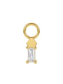 1Pc 925 Sterling Silver Gold‑Tone Baguette Zirconia Dangle Charm Detachable Pendant For Hoop Earrings Perfect For Daily Wear Date Night Gift Giving - Gold - View 2