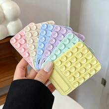Adhesive Suction Cup Phone Holder, Invisible Foldable Hair Slides Back Sticker, Ultra-Thin Silicone Non-Slip Pad, Bathroom Mirror Glass Wall Fixed Desktop Movie Watching Gadget, Back Sticker, Macaron Color For Women - Multicolor - View 5