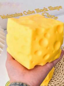 1pc Soft Squeezable Cheese Block, 5cm*5cm, Square Cheese Squeeze Toy, Slow Rebound Stress Relief Toy, Soft Cheese Squeeze Prop, Adult Stress Relief Sensory Toy, Realistic Soft Cheese Toy, Slow Rebound Squeezable Toy - Multicolor - View 2