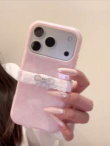 Korean Style Ins Pink Green Floral Lace Bow Phone Case Compatible With Apple 17 Pro Max 16 Pro New 15 Women 17 Pro Niche 15 Pro Full Coverage Shockproof Phone Cover - Pink - View 5