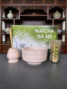 Set Teh Matcha 5 Buah, Termasuk Mangkuk Matcha, Pengocok Matcha, Cangkir Matcha, Batang Pengaduk, Sendok Teh, Set Mangkuk Teh, Alat Persiapan Matcha, Alat Pembuatan Makanan Penutup dan Minuman, Kotak Hadiah Gaya Jepang, Set Pengaduk Matcha Matsudai, Hadiah untuk Pecinta Matcha - Berwarna merah muda - View 3