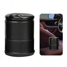 1/2/3/4pcs Car Compartment Design Center Console Ashtray, Solid Color Round Plastic Ashtray, One-Hand Open/Close Trash Bin, Portable Home & Car Dual-Use Accessory (Black), Car Accessories, Back To School Supplies, Lightweight & Portable - Multiple Styles - View 8