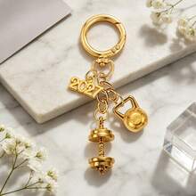 1pc Fitness Style Hollow 2027 Number Keychain, Alloy Dumbbell & Kettlebell Combination Pendant, Personalized Sports Style Bag Charm, Unisex Car Key Accessory, Birthday Holiday Gift Small Item - Multicolor - View 8