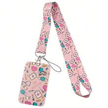 1 Set Doctor Nurse ID Card Holder Lanyard, PP Material, Pattern Includes Stethoscope, Mask, Heart, Portable, Suitable For ID Badge, Campus Card, Access Card, Meal Card, ID Card, Suitable For Medical Staff, School, Back To School Card Holder, Christmas Gift - Pink - View 5