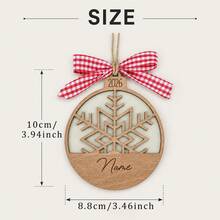 Custom Snowflake Name Christmas Ornament, Personalized 2026 Holiday Hanging Decor, Nordic Winter Style, Customized Christmas Tree Decoration With A Bow, Customizable Name Keepsake, Festive Party Decor, Home Christmas Decor, Unique Holiday Gift - Style C - View 2