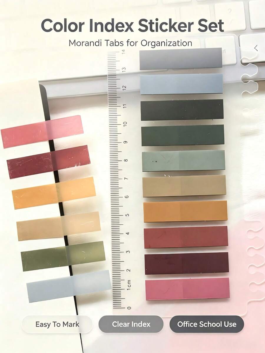 1pc Morandi Color Index Tabs Rectangular Sticky Notes Classification Labels, Notebook Loose-Leaf Binder Classification Markers Exam Key Points Course Schedule Annotation, Back To School Classroom Textbook Archiving Test Paper Notes Classification Index, Multi-Color Suitable For Campus Learning, Transparent Frosted Texture, Easy To Peel And Stick Without Leaving Traces, Office School Universal Affordable Entry-Level - Multi-color - View 1
