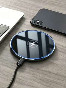 15W Mirror Wireless Charger, Compatible With IPhone 17/16/15/14/13/12 Pro/XS Max/Mini/X/XR, Inductive Fast Wireless Charging Pad, Compatible With Samsung - Black - View 2
