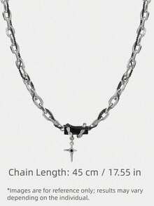 1pc Necklace For Men, Unique Design Elegant Hip-Hop Black Agate Wrapped Layered Choker Necklace, Versatile Punk Style Pendant, Christmas, New Year, Valentine's Day Gift - Black - View 2