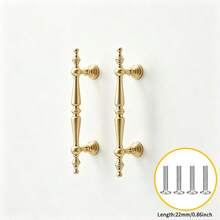 6pcs/Set (2 Handles + 4 Screws) French Luxury Gold Wardrobe Door Handles, Modern Minimalist Copper Color, Suitable For Drawers, Single Hole Cabinets, Wardrobes, Solid Handles - 2 Handles + 4 Screws - View 7