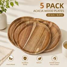 5pcs Acacia Wood Trays - Premium Gift Choice. Oval Design, Suitable For Fruits, Vegetables, Meat And Bread - Essential Accessory For Apartment Kitchen Cooking, Convenient For Outdoor Camping, Christmas, Thanksgiving, Easter, Halloween. Suitable For Daily Kitchen/Camping Use. Display Trays - View 2