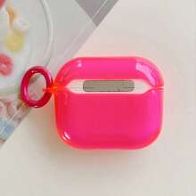 Translucent Rose Red Anti-Drop Earphone Case Compatible With Apple 1/2/3/4 Generation Pro2 Rose Red Round Buckle - Multicolor - View 2
