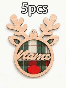 Custom Reindeer Name Christmas Ornament, Personalized Party Decor, Festive Antler Style, Checkered Decor, Customized Christmas Tree Decoration, Customizable Name Tag, Home Holiday Decor, Unique Christmas Gift 2026, Room Decor, Family And Friends - Red - View 27
