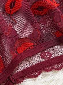 1 chiếc quần lót dây ren sexy tùy chỉnh đính chữ pha lê, quà tặng Valentine cho bạn gái - Đỏ - Xem 7
