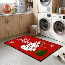 1pc Red Christmas Snowman Doormat, Holiday Atmosphere, Warm, Healing, Ins Style, Fresh, Suitable For Bedroom, Entryway And Living Room, Soft, Durable, Non-Slip, Machine Washable, Suitable For Kitchen, Living Room, Bedroom And Office, Laundry Room, Bathroom Decoration - Mustard Yellow - View 12