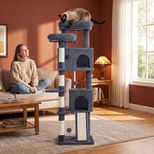 HaluPeit Multi-Tiered Cat Tree Suitable For Corners, Perfect For Small Apartments And Multi-Cat Households. - Dark Grey - View 4