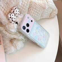 GUCADI Transparent Ribbon Bow Card Holder Phone Case, Compatible With Apple 17pm, 18 Full Coverage Soft Shell, 16 Transparent, 15 Korean Sweet Style, Girly, Creative, Geometric, Niche, Soft Girl, Ins Style - Clear - View 7