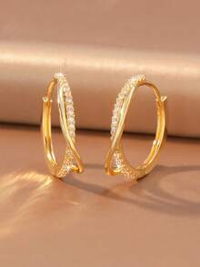 2pcs/Set Luxury Style Ear Cuff Earrings, Women's Earrings Suitable For Daily Commute, Date And Party Wear - Round - View 12