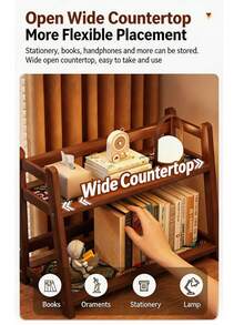 1pc Double Layer Bamboo Perfume Rack Desktop Organizer, Cosmetic Storage Rack, Display Stand, Painted Surface, Luxury Home Decor, Suitable For Kitchen Counter, Entryway, Coffee Corner, Dining Table, Bedroom And Vanity Storage And Organization - Brown - View 6