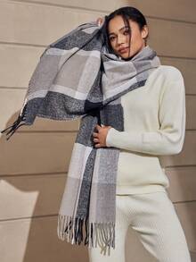1pc Women's Cashmere Scarf, Air Conditioning Nap Shawl, Soft And Warm, Suitable For Daily Use. Scarf - Grey - View 4