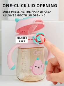 1pc 260ml Cartoon Straw Cup For Kids, Cute Baby Sippy Cup, 360° Drinking, Leak-Proof & Drop-Resistant With Scale And Handle, Suitable For Daily Use - Cute Monkey Pink - View 7
