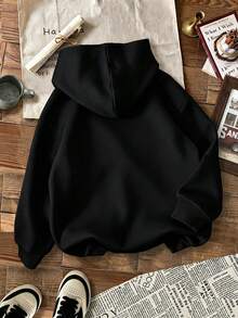 3pcs-Teen Boy 3 Pieces Set Funny Print Pullover Sweatshirt, Warm And Comfortable Thermal Lined Pullover Pullover Sweatshirt For Autumn/Winter - Black - View 4