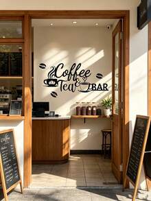 1pc CIFbuy Metal Coffee Bar Wall Decor - Rustic Iron Sculpture With "Coffee Tea Bar" Text And Leaf Pattern, Kitchen, Bar, Cafe Decoration, Unique Gift Idea, High-Quality Craftsmanship Kitchen Decor - Black - View 8