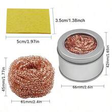 1 Set, Soldering Iron Desoldering Ball + Soldering Iron Cleaning Sponge, Soldering Iron Tip Cleaning Tool - Brown - View 3