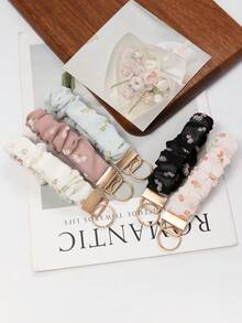 Sweet Women's Daily Gift Chiffon Printed Elastic Hair Tie Wrist Keychain, Multi-Purpose Key Holder And Bag Charm, Suitable For Keys, Phones, ID Badges, Great For Holiday Gifts - Multicolor - View 9