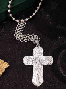 1pc Unique Personalized Punk Hip-Hop High-End Design Casual Cross Necklace, Men's Daily Holiday Party Outfit Jewelry - Multicolor - View 5