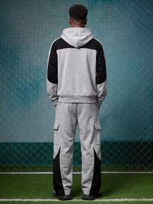 EVRINFINITE Setelan Hoodie dan Celana Panjang Lebar Gaya Olahraga Amerika High Street untuk Pria, Gaya Balap Merek Premium Kasual Keren, Cocok untuk Berbagai Acara - Grey - View 2