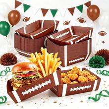 12/24pcs Football Theme Party Supplies/Paper Plates, Disposable Gift Box Paper Trays, Suitable For Football Theme Birthday Party And Decoration, 5lb Football Pattern Dinner Plates, Football Theme Paper Trays, Suitable For Game Day, Carnival, Birthday, Sports Theme Events, Party Decoration - Disposable Gift Box - View 10