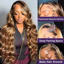 Body Wave 200% Density P4/27# 13x4 HD Transparent Lace Frontal Human Hair Wigs 38 40 Inches Brazilian Pre Plucked With Baby Hair Water Wave Lace Front Wig For Women - S4/27 - View 9