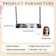 1pc Customized Photo Necklace, Stainless Steel Necklace, Customized Gift, Christmas Gift, Gift For Boyfriend, Men's Jewelry, Customized Eye Photo Engraved Necklace (Unisex), Birthday Gift, - Black - View 3