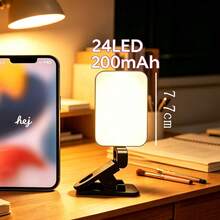 1pc Detachable Clip-On Phone Fill Light, With Adjustable Bracket, Adjustable White/Warm/Natural Light, Rechargeable, Compact And Portable, Suitable For Laptop/Phone/Tablet/Video Call/Makeup, Perfect For Selfie And Live Streaming, Portable Fill Light. Featuring Matte Back Design, Enhanced Texture, High Portability For Daily Use - Rectangular Style - View 14