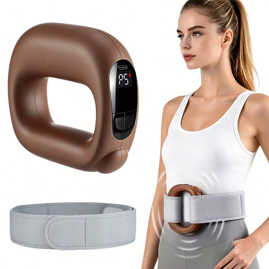 Hailicare Rechargeable Ring‑Shaped Heated Body Massager, Fascia Ring Massager,5 Modes & 5 Intensity Levels 45℃ Constant Temperature Heating, Type‑C Charging Cordless Massage Device With Fixing Strap For Multi‑Area Daily Relaxation - Brown - View 1