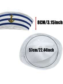 Multi-Piece Set: Captain Hat, Sailor Hat, Unisex Scarf Set; White Gloves; Navy Style Sailor Outfit, Suitable For Yacht Party, Rock Party Or Cosplay Events - Multicolor - View 5