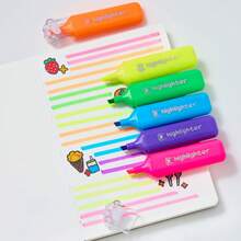1pc Multicolor Fluorescent Highlighter, Large Capacity Oblique Tip Marker Pen, Soft Pastel Eye-Protection Color, Student Classroom Key Point Marking Pen, Quick Drying Non-Smudging, Bullet Journal Doodle Note-Taking Colorful Fluorescent Marker Pen, Office Study Stationery Set - Highlighter - View 7