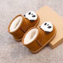 1 Pair Kids' New Autumn/Winter Thermal Lined Thick Warm Soft Sole Fashion Versatile Outdoor Non-Slip Snow Boots - Brown - View 3