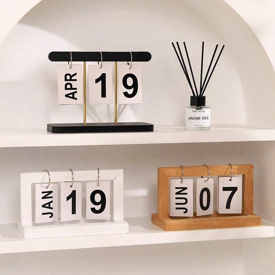 1pc Minimalist Solid Wood Calendar 2025 Desktop Calendar Decorative Calendar Perpetual Calendar Suitable For Bedroom, Study, Office Decoration Holiday Gift
