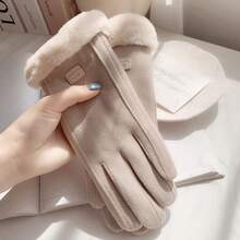 1 Pair Women's Autumn/Winter Warm Gloves, Touchscreen Responsive, Thickened Cushioning Windproof, Cute Style, Suitable For Students, Cycling And Daily Use - A - View 13
