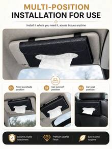 Car Sun Visor Tissue Box, Wrinkled PU Leather Car Tissue Storage Box, Hanging Tissue Storage Box, Easy To Use, Car Interior Storage Box, Car Accessories, Suitable For Drivers And Passengers, Travel And Daily Use, Spring/Summer Birthday Gift, New Car Gift, Best Color - Multicolor - View 6