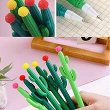Cactus Shaped Gel Ink Pen 0.5mm Black Ink Fun Pen Bulk Office Supplies Student Neutral Pen - Multicolor - View 2